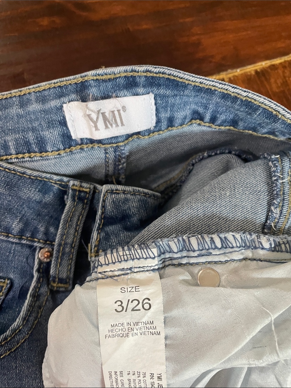 YMI Light Blue High-Rise Flare Jeans with Frayed Hem - Picture 2 of 12